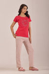 Sweet Moon Knit Cotton Pyjama Set - Cream Tomatored — thumbnail 3
